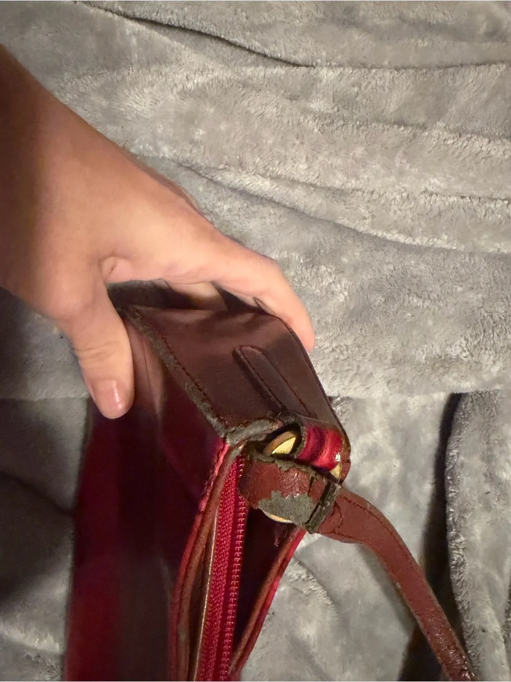 Vintage Y2K Italian Red Leather Croc Baguette Shoulder Bag